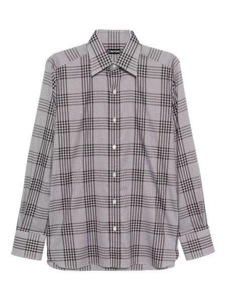 Kostkovaná košile Tom Ford hnědá