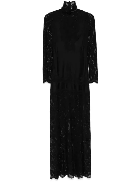 Rochie maxi Rabanne cu model floral din dantelă de costum negru