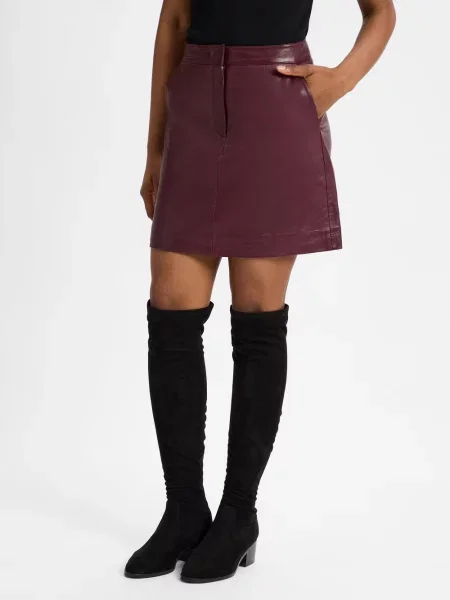 Y.A.S spódnica skórzana Yaslyma Kobiety skóra jednolity S czerwony