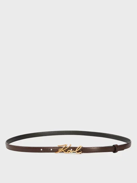 Шкіряний ремінь Karl Lagerfeld з пряжкою коричневий