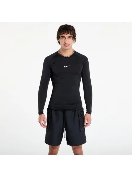 Tričko Nike Pro Dri-Fit Tight Fitness Longsleeve black/white bílé