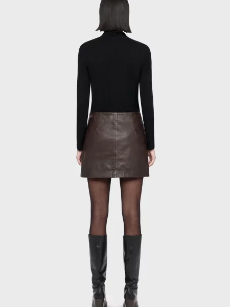 Шкіряна спідниця Allsaints коричнева