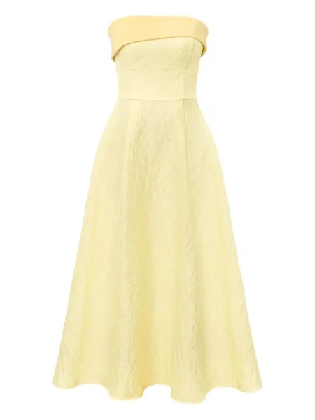 Rochie midi Post Meridiem din satin galben