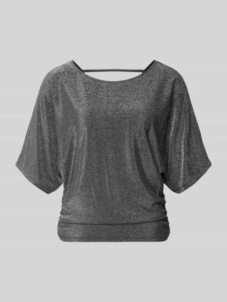 Efekt błyszczący t-shirt z okrągłym dekoltem Apricot