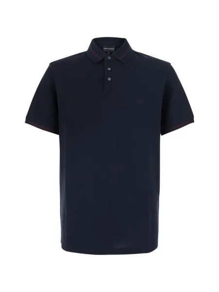 Tricou polo Emporio Armani cu broderie albastru