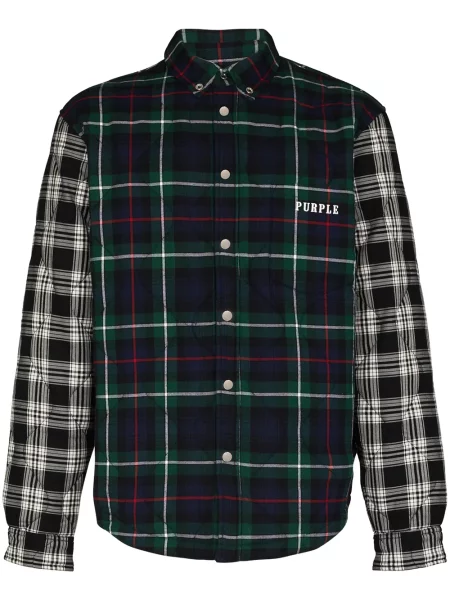 Kostkovaná prošívaná košile Purple Brand zelená