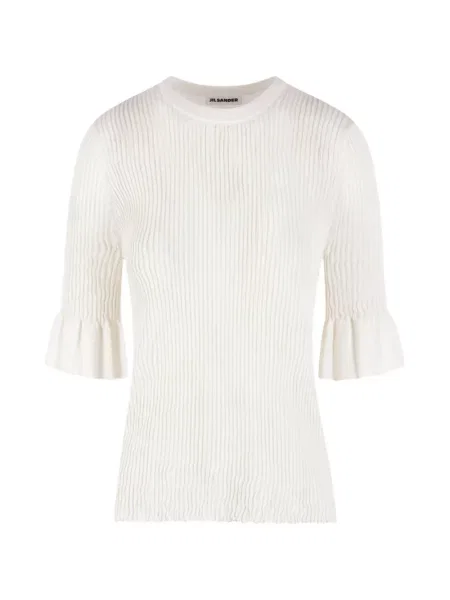 Top Jil Sander cu volane alb