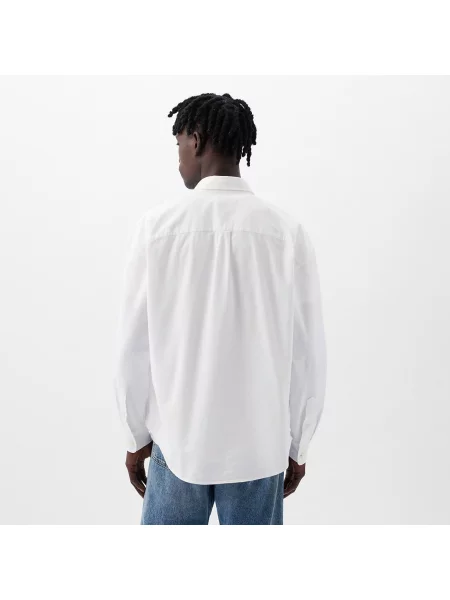 Πουκάμισο GAP Standard Logo Oxford Shirt Optic White M λευκό