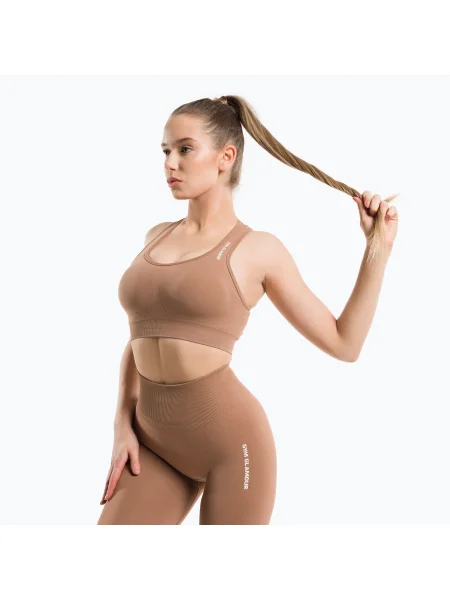 Olcsóbban. Gym Glamour Compress Cappuccino fitnesz melltartó. Méret: L barna