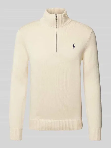 Bluza o kroju regular fit z kołnierzem i prążkowanymi wykończeniami Polo Ralph Lauren beżowa