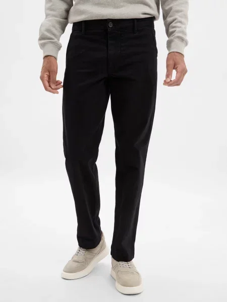 Selected spodnie chino Harry Mężczyźni jednolity czarny