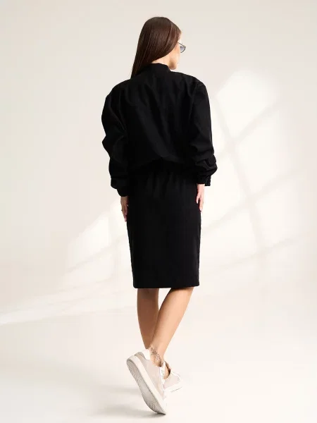 Спідниця міді ISSA Plus вельвет чорний