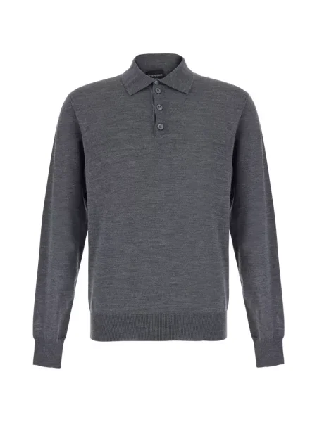 Tricou polo Emporio Armani de lână gri
