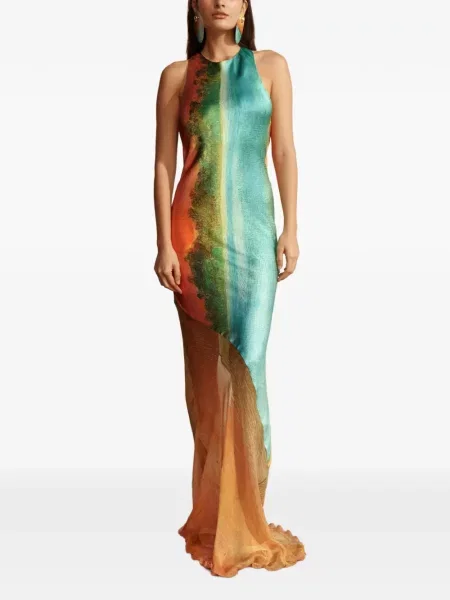 Rochie maxi Donde Esteban cu imagine portocaliu