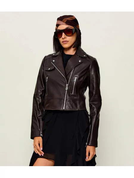 Pinko Geacă de piele New Sensibile maro