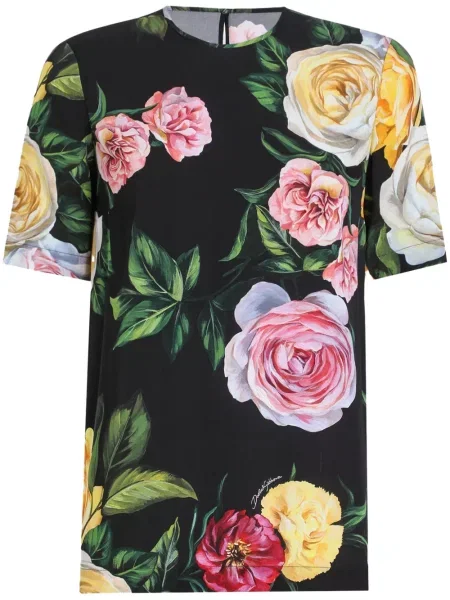 Bluză Dolce & Gabbana cu model floral cu imagine negru