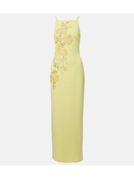 Rochie maxi Elie Saab cu broderie cu gât halter galben