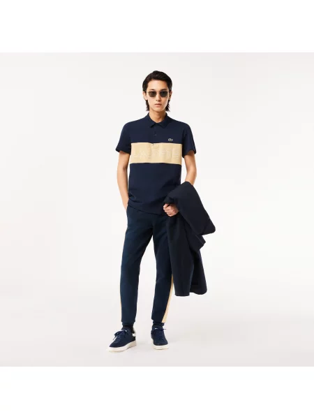 Lacoste Koszulka Polo Z Blokadą Koloru Regular Fit granatowa