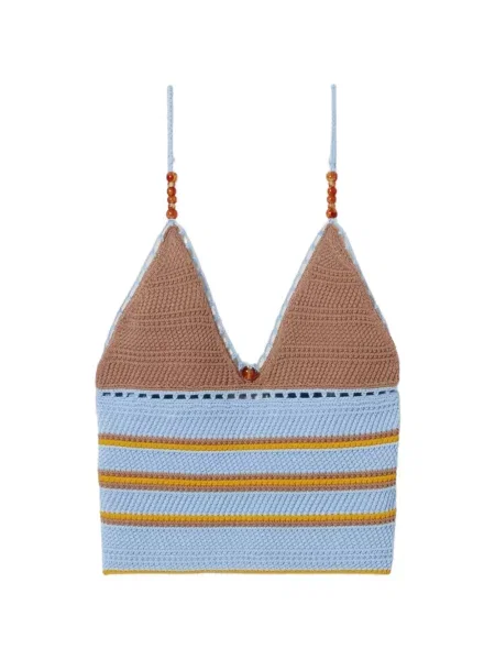 Top Claudie Pierlot cu dungi cu mărgele albastru