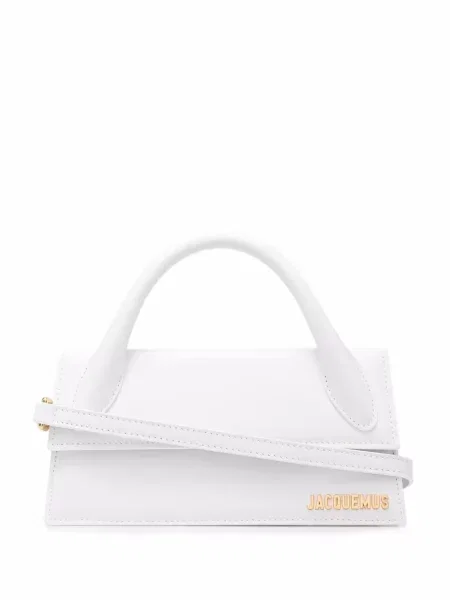 Lung geantă shopper Jacquemus din piele alb