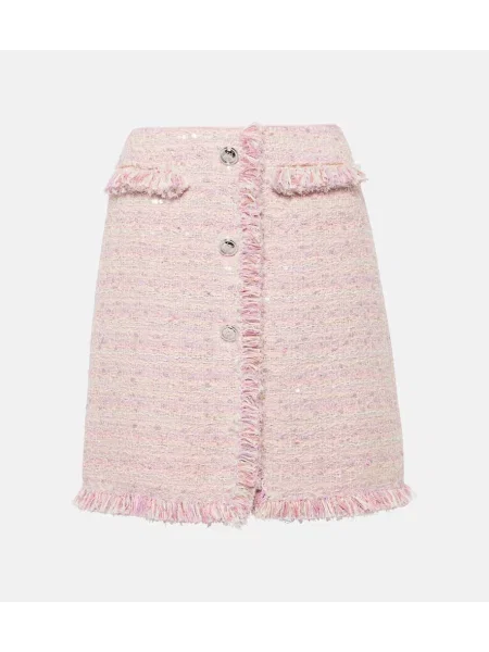 Fustă Giambattista Valli cu talie înaltă din tweed roz