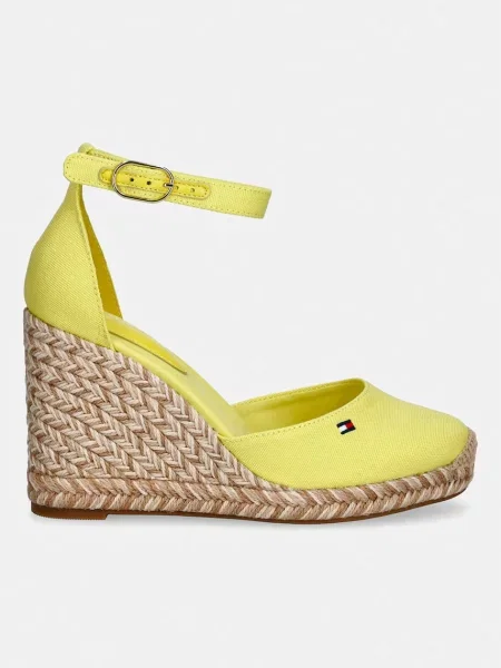 Tommy Hilfiger espadrile s polno FLAG HIGH WEDGE ESPAD CLOSED TOE rumena