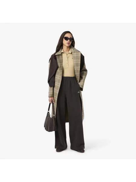 Lacoste Spodnie Dresowe Wide Leg brązowe