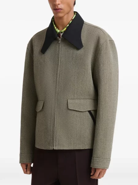 Gulerat geacă Marni din tweed gri
