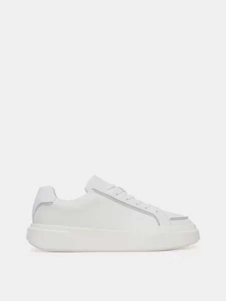 Шкіряні Кеди низькі Calvin Klein CHUNKY CUPSOLE LACE UP LTH PIN білий
