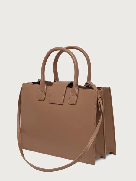 Műbőr shopper táska Armani Exchange bézs
