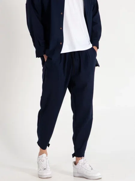 Штани повсякденні IJ lipuchki-linen-navi-man темно-синій льон/віскоза сині