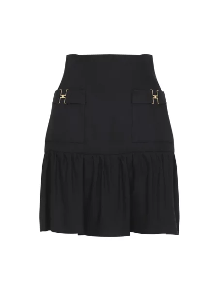 Lniana mała spódnica mini Elisabetta Franchi mini czarna