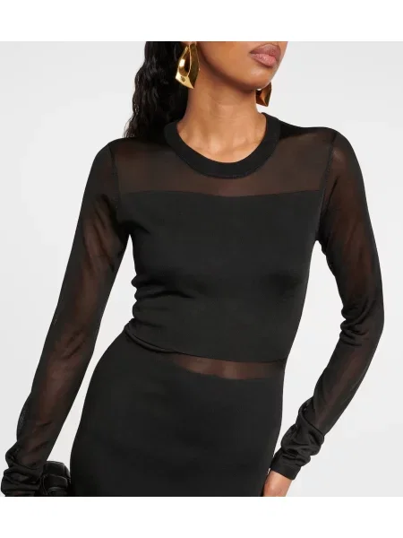 Rochie maxi Toteme tricotate transparente de costum negru