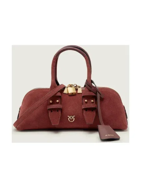 Geanta de piele Pinko din piele bordo