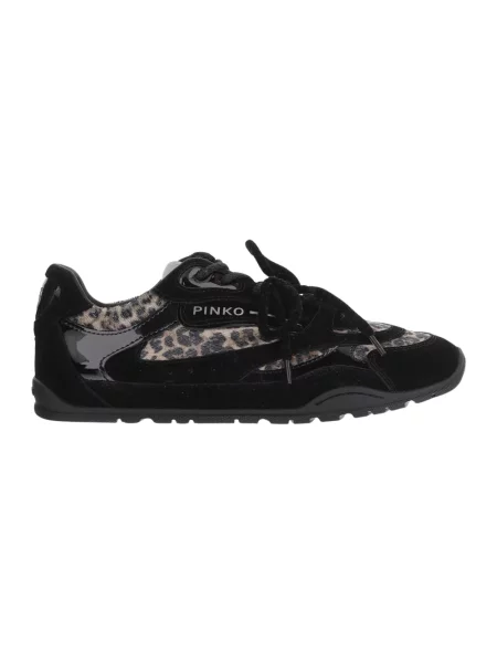 Sneakersy Pinko skórzane z siateczki czarne