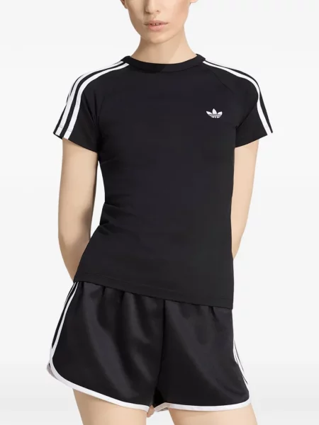 Geacă de blugi Adidas cu broderie cu dungi alergare albastru