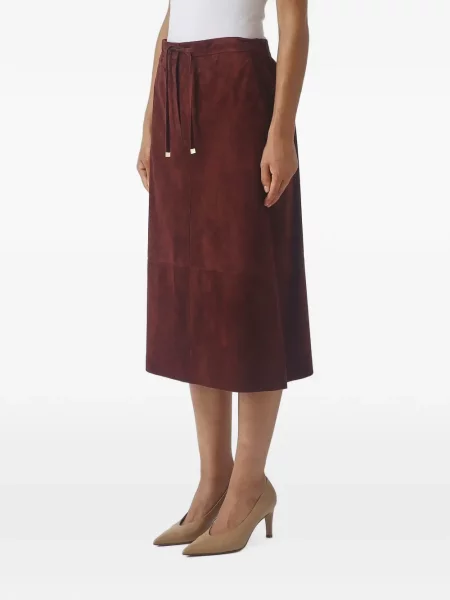 Fustă 's Max Mara din piele de căprioară cu cordon roșu