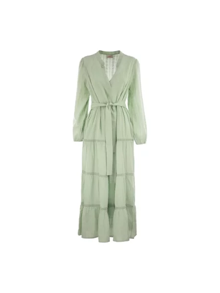 Sukienka maxi Mc2 Saint Barth z falbankami zielona