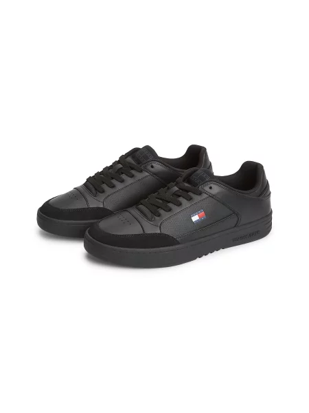 Sneakerși Tommy Jeans din piele negru