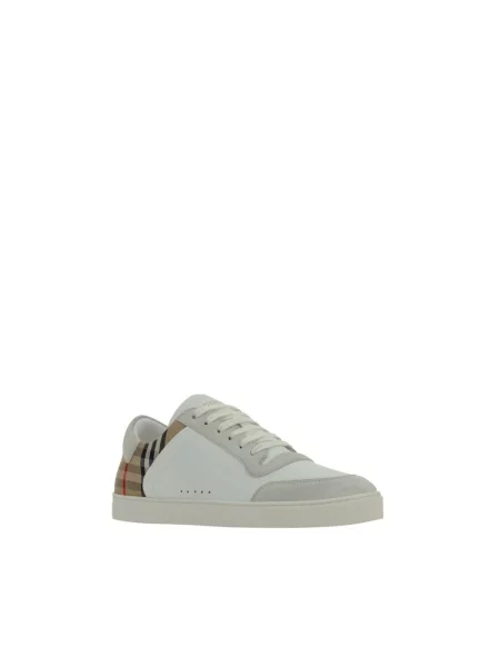 Sneakersy Burberry skórzane w kratę retro białe