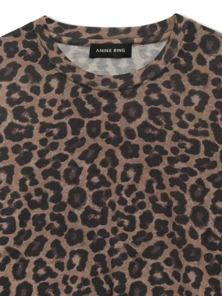Lung tricou Anine Bing cu imagine cu model leopard maro