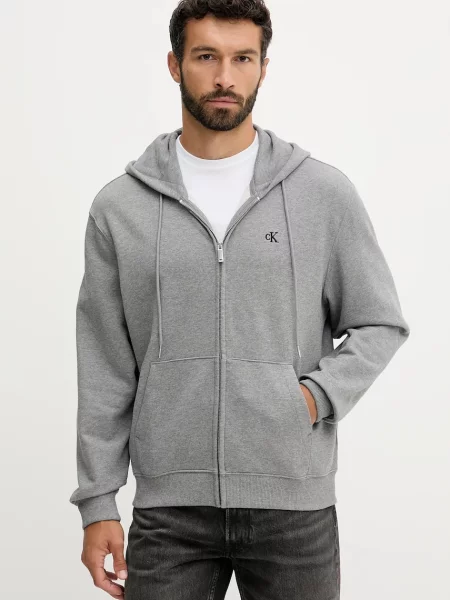 Calvin Klein Jeans bluza z kapturem gładka szary