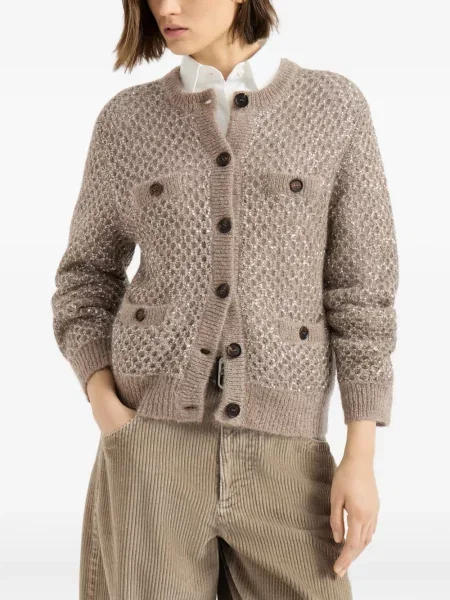 Cardigan Brunello Cucinelli de mohair maro