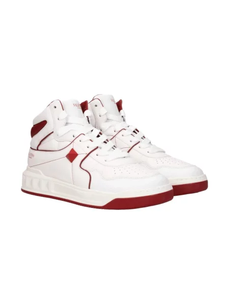 Lniane sneakersy Valentino Garavani z ćwiekami białe