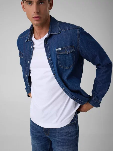 GUESS De blugi cămașă albastru