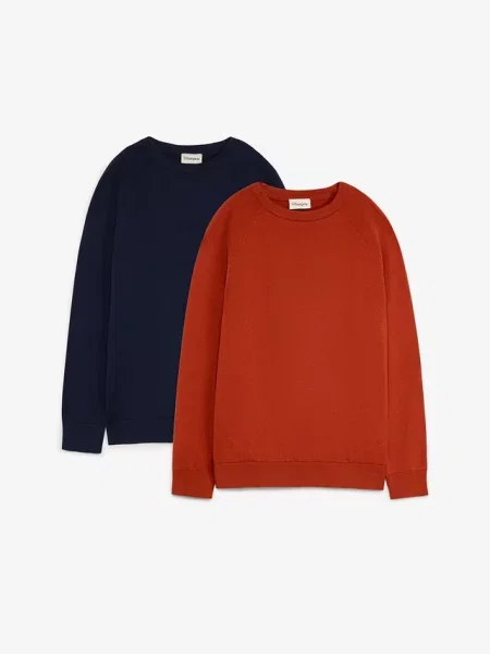 Sweter z cienkiej dzianiny z czystej bawełny zestaw 2 szt. niebieski