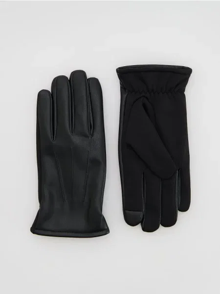 Кожаные перчатки Reserved черные