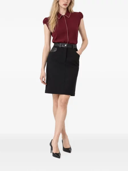 Ζωσμένος δερμάτινη φούστα Max Mara μαύρο