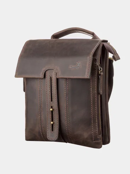 Кожаная сумка через плечо Shvigel коричневая