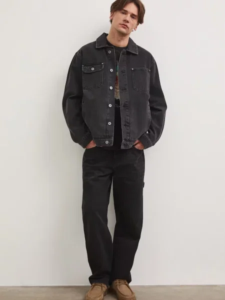 Medicine jachetă pentru bărbați din denim negru